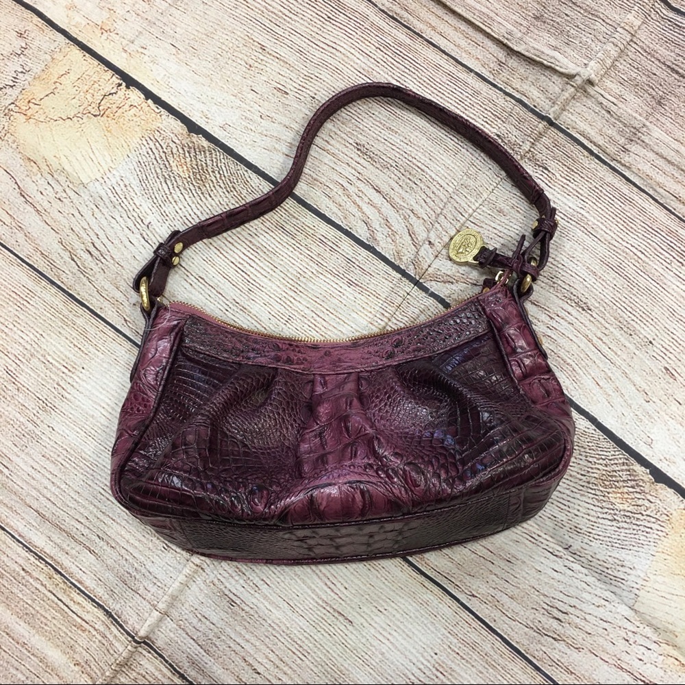 Brahmin Deep Purple Purse Moon Shape Awesome Condition